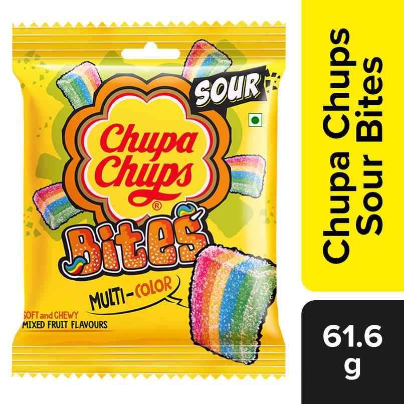 Chupa Chups Sour Bites Mixed Fruit Flavour Soft And Chewy Toffee