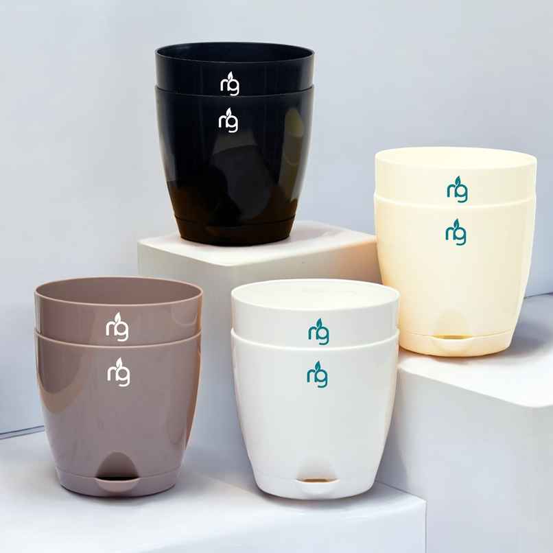 Nurturing Green - Self Watering Pots | Set of 8 | Assorted | Size: 11.5cm x 11cm Nurturing Green - Self Watering Pots | Set of 8 | Assorted | Size: 11.5cm x 11cm