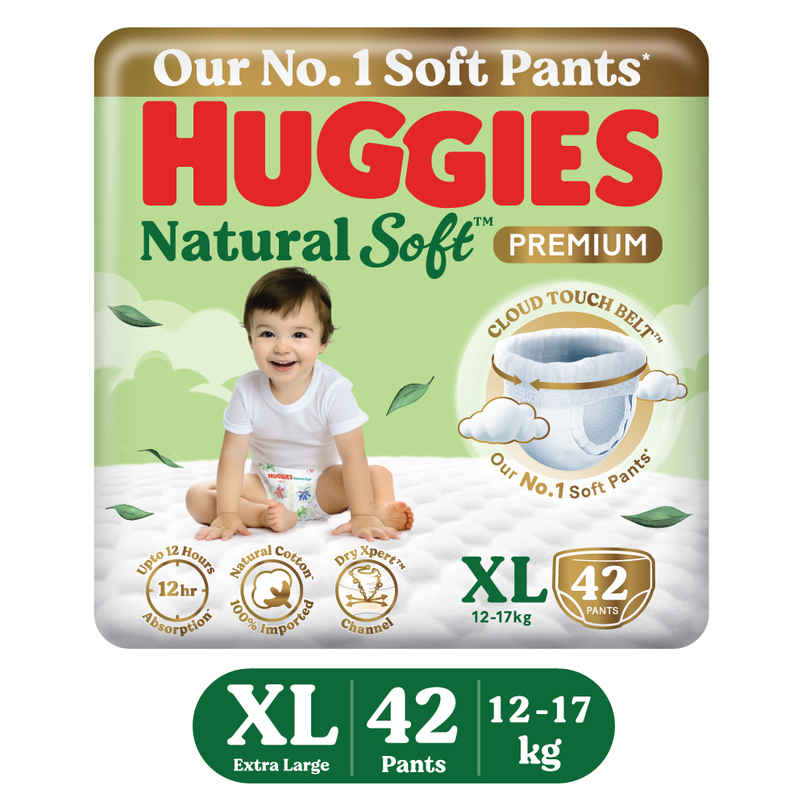 Huggies Natural Soft Premium Baby Diapers | Pant Style | XL | 42 pcs Huggies Natural Soft Premium Baby Diapers | Pant Style | XL | 42 pcs