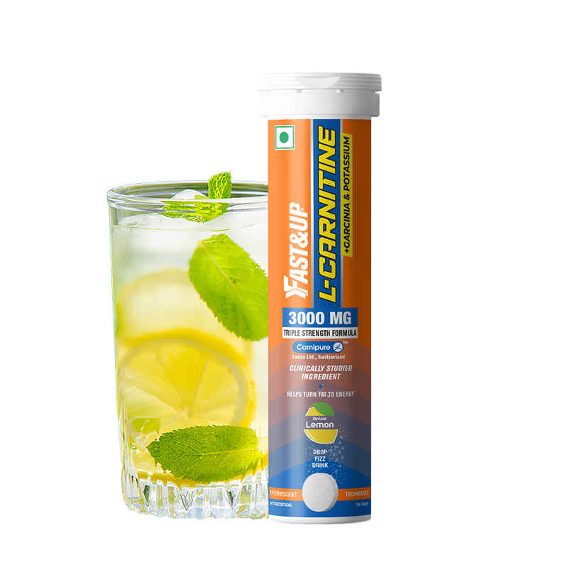 Fast&Up 3X Fat Burner L-Carnitine 3000Mg | Garcinia | Potassium, Sourced From Carnipure | Lemon