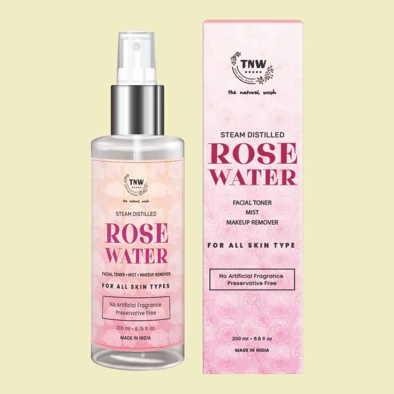 TNW The Natural Wash 100% Steam Distilled Rose Water Face Toner Spray, Make Up Remover & Hydration