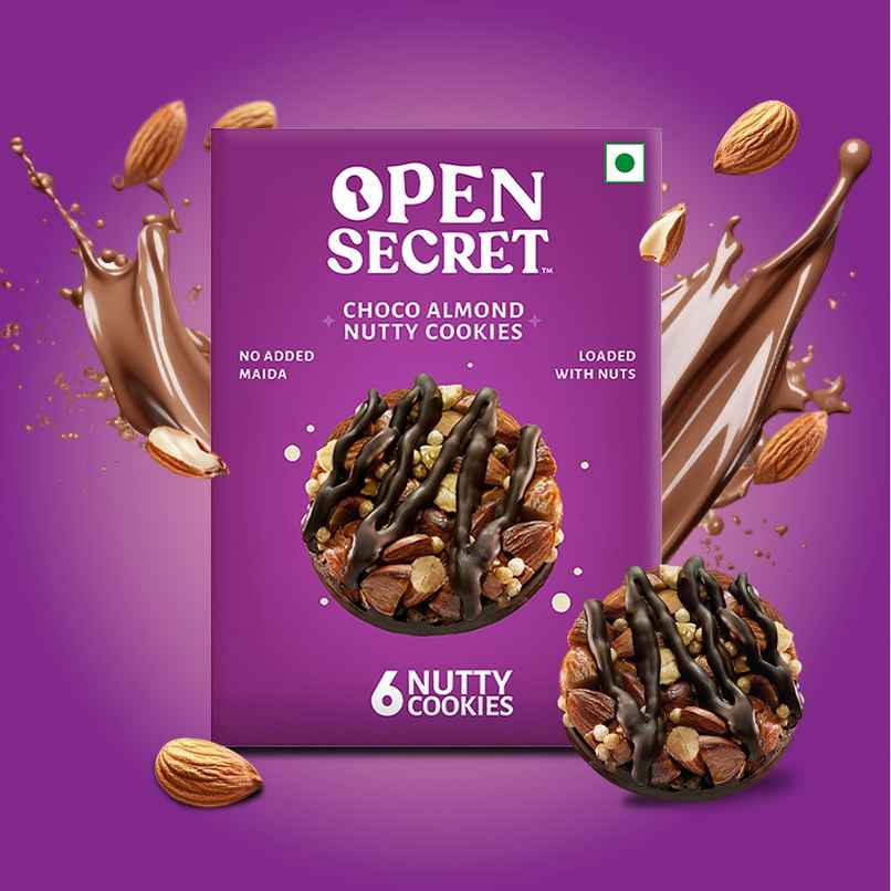 Open Secret Zero Maida Chocolate Almond Cookies | Pack of 6 | Healthy Snacks | High Protein
