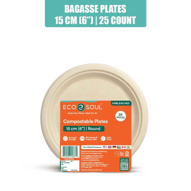 ECO SOUL 6 inch Round | 25 Count | Disposable Plate