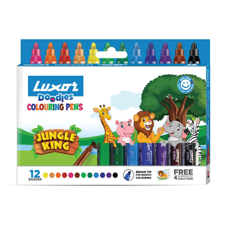 Luxor Jungle King Sketch Pens 12 Assorted Colors