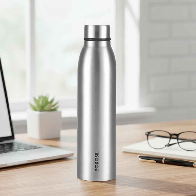 Borosil Glacier BIS Approved Single Wall Stainless Steel Water Bottle | 950 ml
