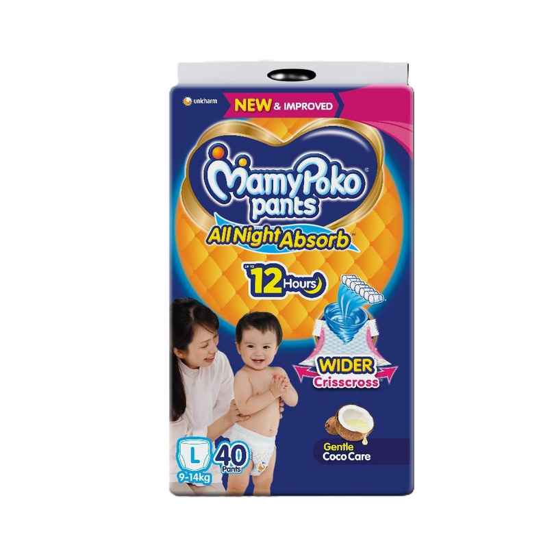 Mamypoko Pants All Night Absorb Pant-Style Baby Diapers | Size L (9-14 kg) Mamypoko Pants All Night Absorb Pant-Style Baby Diapers | Size L (9-14 kg)