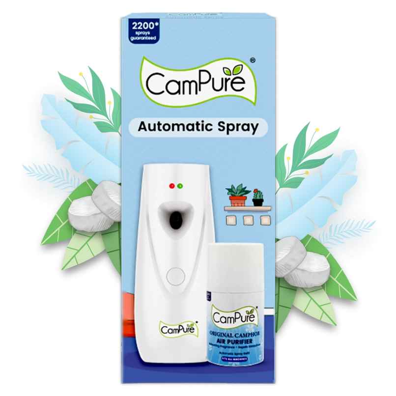 Campure Camphor /Kapur Air Freshner Automatic Spray | Machine + Orginal Refill