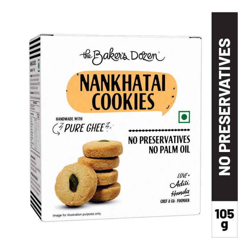 The Baker's Dozen Nankhatai Premium Butter Flavoured Pure Ghee Biscuits Cookies | Palm Oil-free