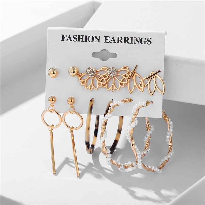 Shining Diva Fashion 6 Pairs Combo Stylish Design Metal Earrings for Women and Girls | A12758er