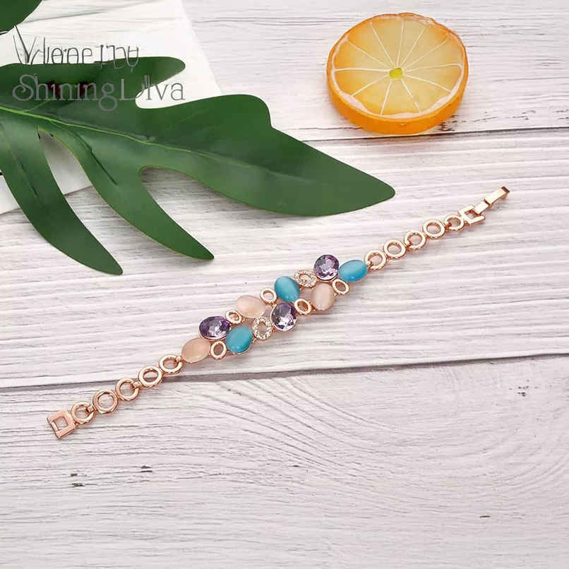 Shining Diva Fashion Latest Stylish Rose Gold Austrian Crystal Bracelet for Women and Girls 11942b
