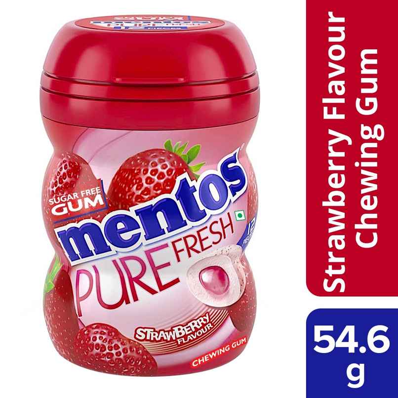 Mentos Pure Fresh Sugarfree Strawberry Chewing Gum Bottle