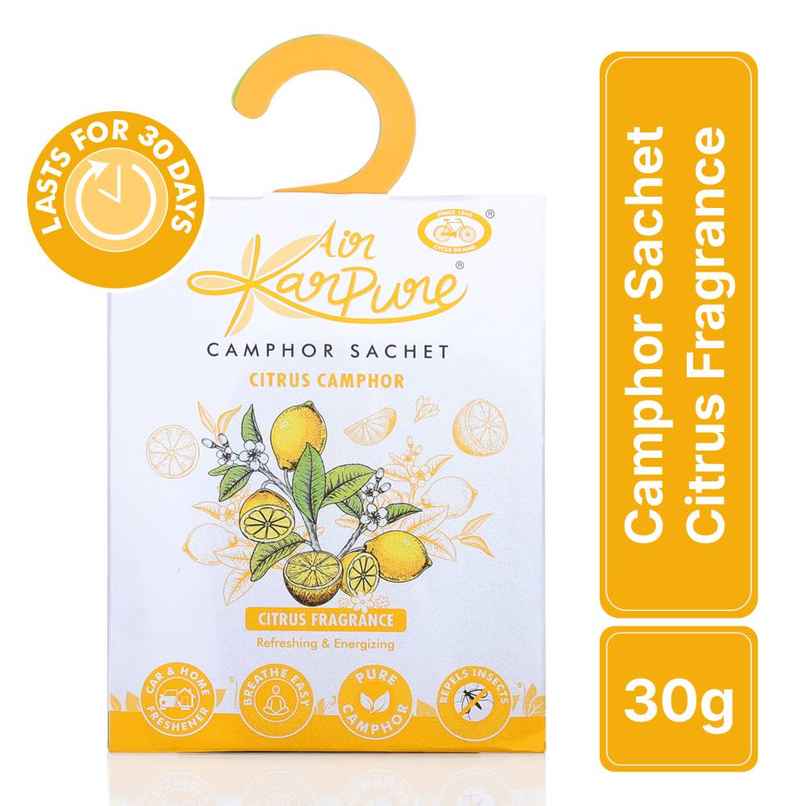 Citrus Camphor Sachet by Air Karpure | Car, Bathroom, Wardrobe & Room Freshener|From House of Cycle Citrus Camphor Sachet by Air Karpure | Car, Bathroom, Wardrobe & Room Freshener|From House of Cycle