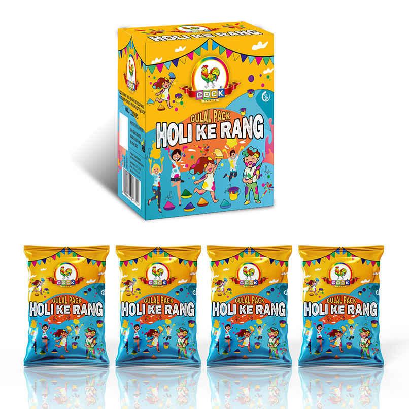 Cock Gulal Combo- Green, Red, Pink, and Yellow