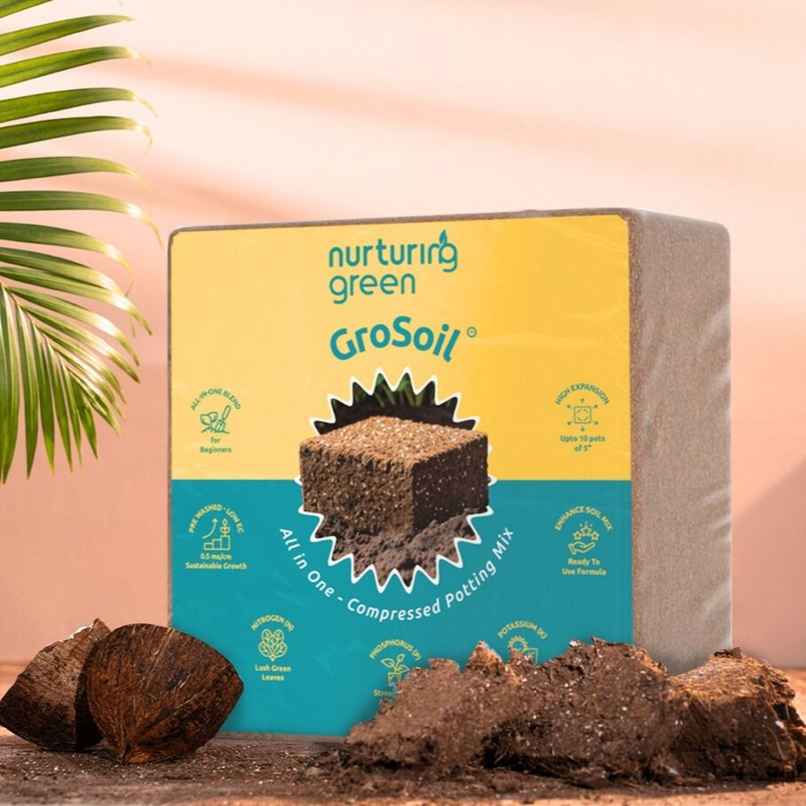 Nurturing Green - GroSoil | 4.2kg block | All-in-One Potting Soil for Plants | Potting Soil Mix Nurturing Green - GroSoil | 4.2kg block | All-in-One Potting Soil for Plants | Potting Soil Mix