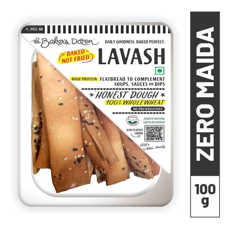 The Baker's Dozen Zero Maida Lavash Baked Snack No Palm Oil No preservatives 100% Whole Wheat