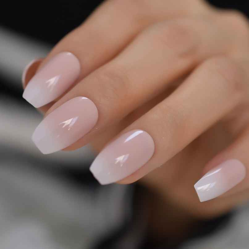 Gush Beauty Nailed It | Reusable Luxury Press On Nails | Long Coffin | Creme De Nude | & White
