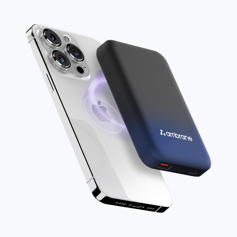 Ambrane Magsafe Wireless 10000Mah Fast Charging USB Type-C Input Power Bank, Strong Magnet, 22.5W Output For iPhone 12 & Above, Android & Other Qi Enabled Devices + Magnetic Ring (Snap, Blue) Ambrane Magsafe Wireless 10000Mah Fast Charging USB Type-C Input Power Bank, Strong Magnet, 22.5W Output For iPhone 12 & Above, Android & Other Qi Enabled Devices + Magnetic Ring (Snap, Blue)
