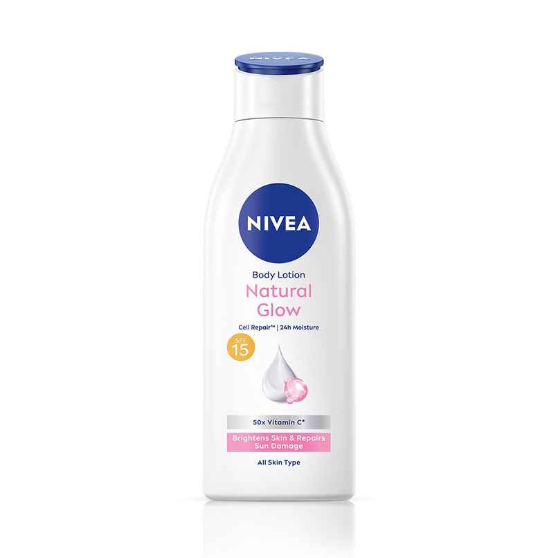 NIVEA Natural Glow Cell Repair Body Lotion For Even Toned & Smooth Skin | SPF 15 & 50 X Vitamin C NIVEA Natural Glow Cell Repair Body Lotion For Even Toned & Smooth Skin | SPF 15 & 50 X Vitamin C