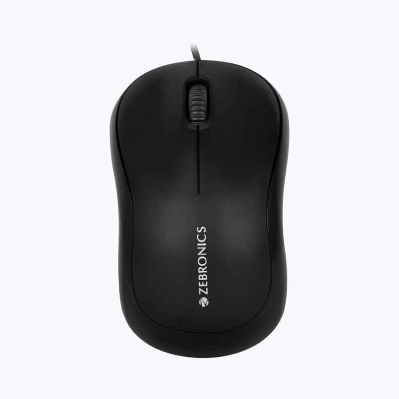 Zebronics Comfort Wired Mouse, 3-Button, 1000 DPI Optical Sensor, Plug & Play - Black