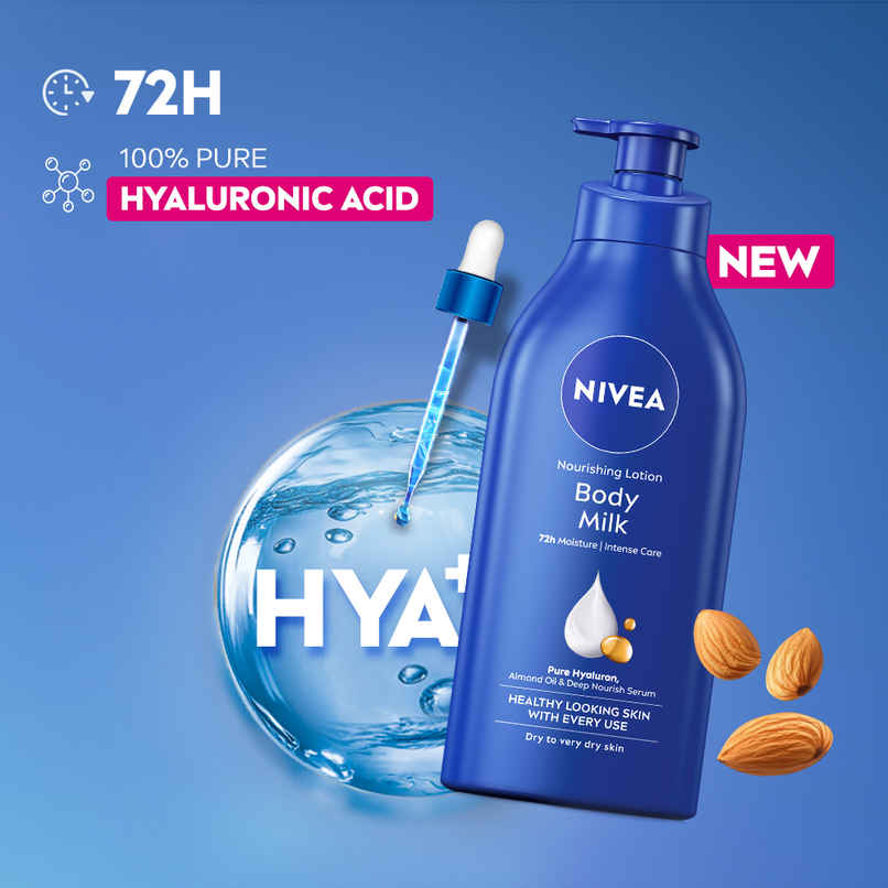 NIVEA Nourishing Body Lotion Body Milk|48 H Moisturization|2X Almond Oil|For Very Dry Skin