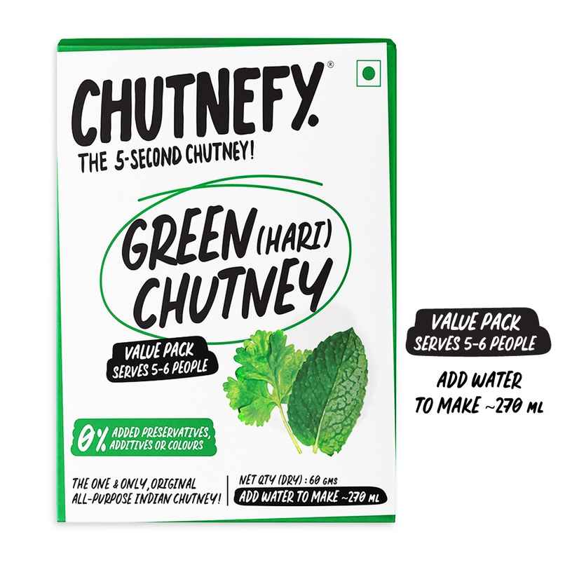 Chutnefy Green-Hari Chutney - Value Pack | Serves 4-5 People - 0% Additives-Colours-Preservatives Chutnefy Green-Hari Chutney - Value Pack | Serves 4-5 People - 0% Additives-Colours-Preservatives