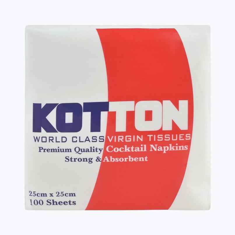 Kotton Multipurpose Napkin | 100% Virgin Pulp-Paper | 25 cm X 25 cm | 100Pcs