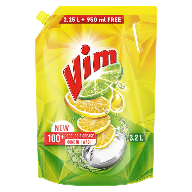Vim Dishwash Liquid | Removes 100+ Odours & Grease In 1 Wash Vim Dishwash Liquid | Removes 100+ Odours & Grease In 1 Wash