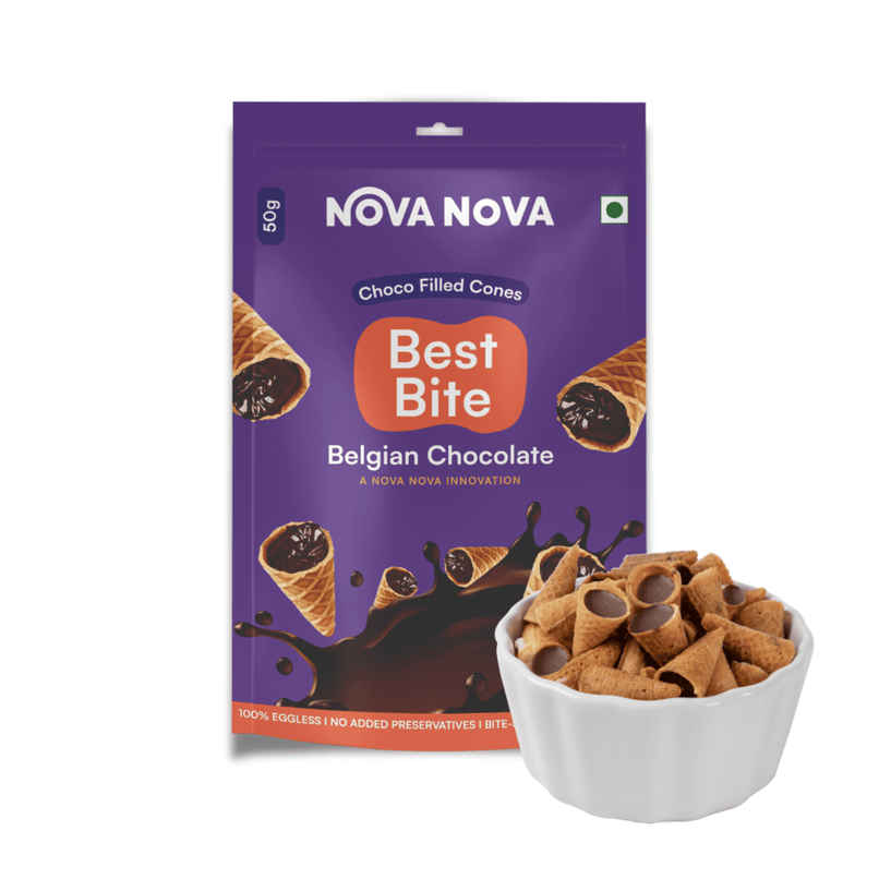Nova Nova Best Bite Choco Filled Cones- Belgian Chocolate Nova Nova Best Bite Choco Filled Cones- Belgian Chocolate