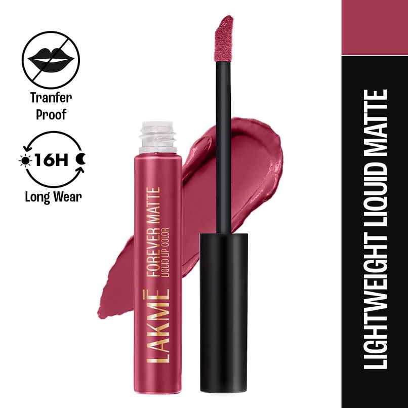 Lakme Forever Matte Liquid Lip, 16hr Lipstick, Lightweight & transferproof | Pink Glam Lakme Forever Matte Liquid Lip, 16hr Lipstick, Lightweight & transferproof | Pink Glam