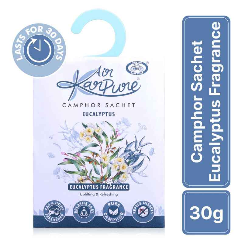 Eucalyptus Camphor Sachet by Air Karpure | Car, Bathroom & Room Freshener | From House of Cycle Eucalyptus Camphor Sachet by Air Karpure | Car, Bathroom & Room Freshener | From House of Cycle