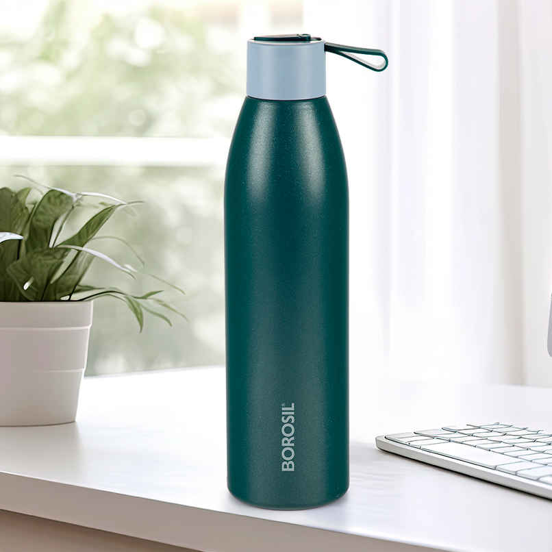 Borosil Duomate Double Wall Vacuum Insulated Stainless Steel Bottle | Green | 750 ml