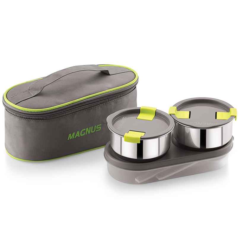Magnus Olive 3 Lunch Box Set Leak-Proof Steel Containers for School with Insulated Bag (950 ml) Magnus Olive 3 Lunch Box Set Leak-Proof Steel Containers for School with Insulated Bag (950 ml)