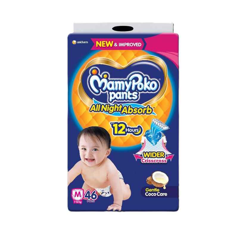 Mamypoko Pants All Night Absorb Pant-Style Baby Diapers | Size M (7-12 kg)