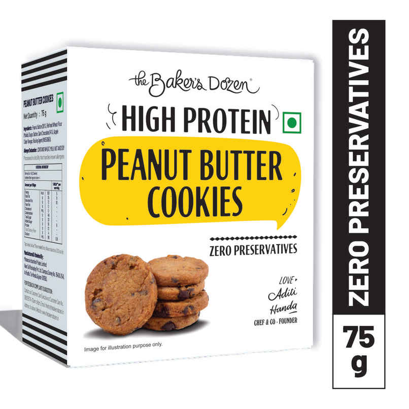 The Baker's Dozen High Protein Peanut Butter Cookies Biscuits | Artificial Colour-free Cookies