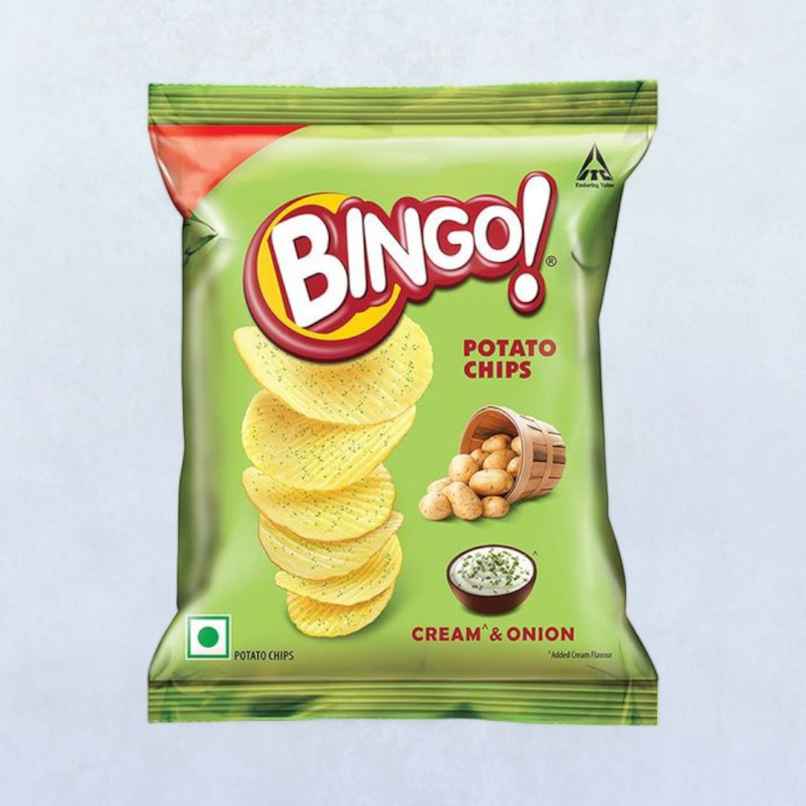 Bingo! Potato Chips - Cream & Onion Chips - Crispy & Crunchy Chips Pack for Snacks