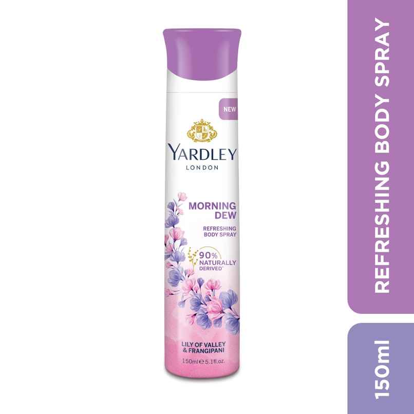 Yardley London Morning Dew Deodorant - Lily of Valley and Frangipani Fragrance - Naturally Derived