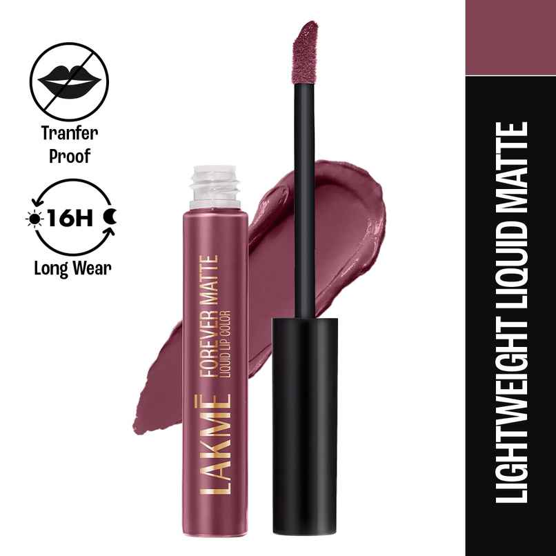 Lakme Forever Matte Liquid Lip, 16hr Lipstick, Lightweight & transferproof | Mauve Ecstasy