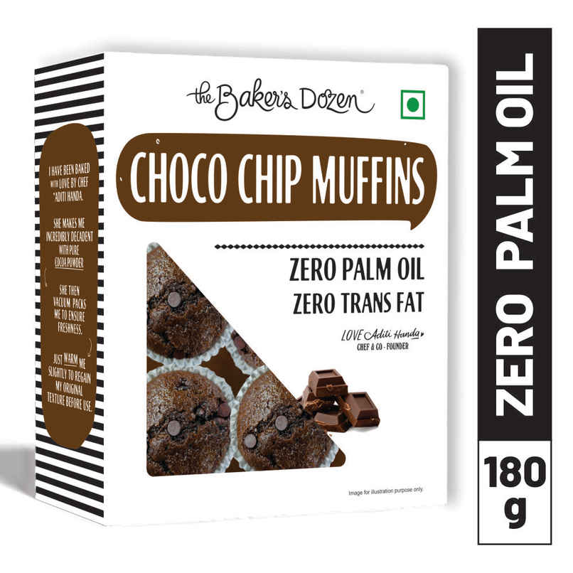 The Baker's Dozen Chocochip Muffin | Veg/Eggless Cake | Chocolate Cake | Cup Cake | Choco Muffin