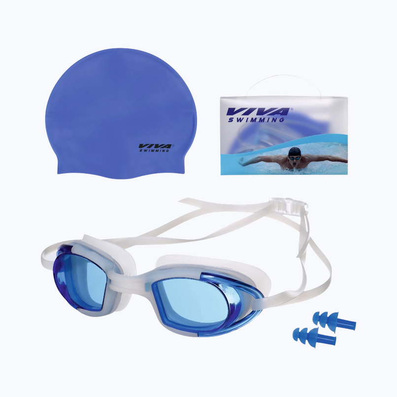 Classic Distributor All-in-One Swimming Kit: Cap, Goggles & Ear Plug - Assorted