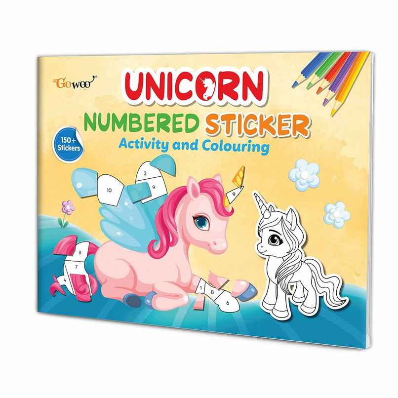 Unicorn Numbered Sticker Activity and Colouring Book for Age 3+ Kids - Kids Numbered Sticker Fun