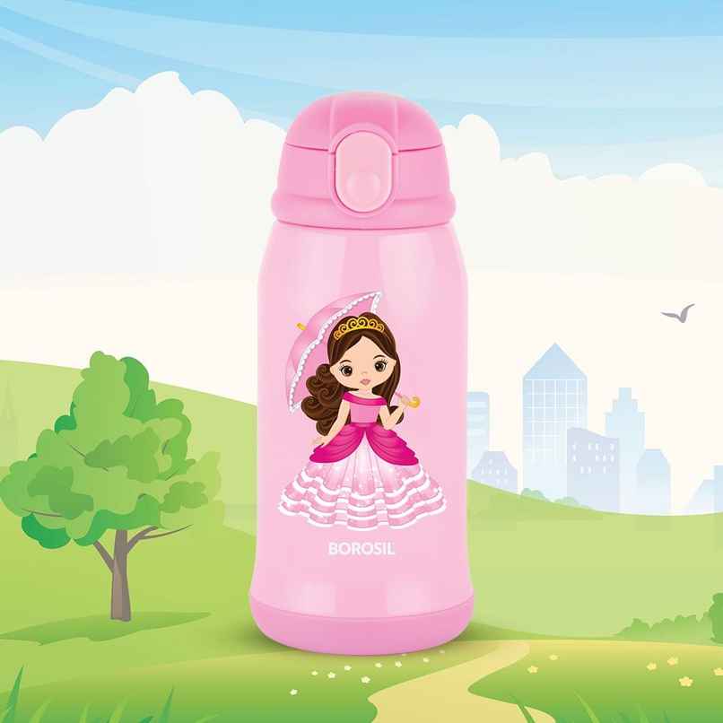 Borosil Stainless Steel Princess Bottle | Pink - 500 ml
