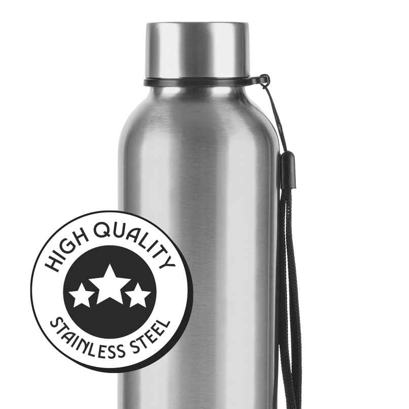 Borosil Laguna Single Wall Stainless Steel Water Bottle | Silver | 1 L