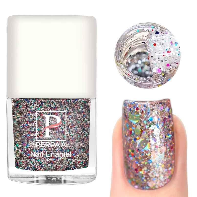 PERPAA Beauty Glitter Nail Paint | Silver