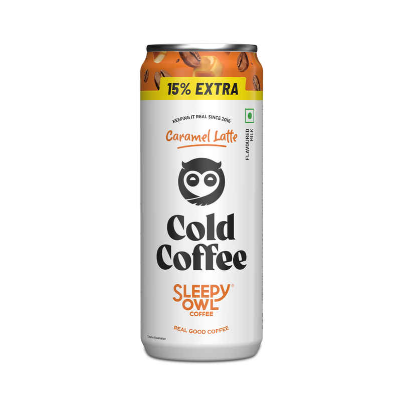 Sleepy Owl Caramel latte Cold Coffee Can