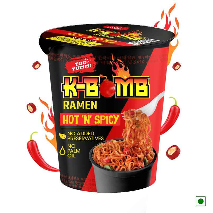 Too Yumm! K-Bomb Ramen Hot N Spicy | Instant Cup Noodles | 100% VEG