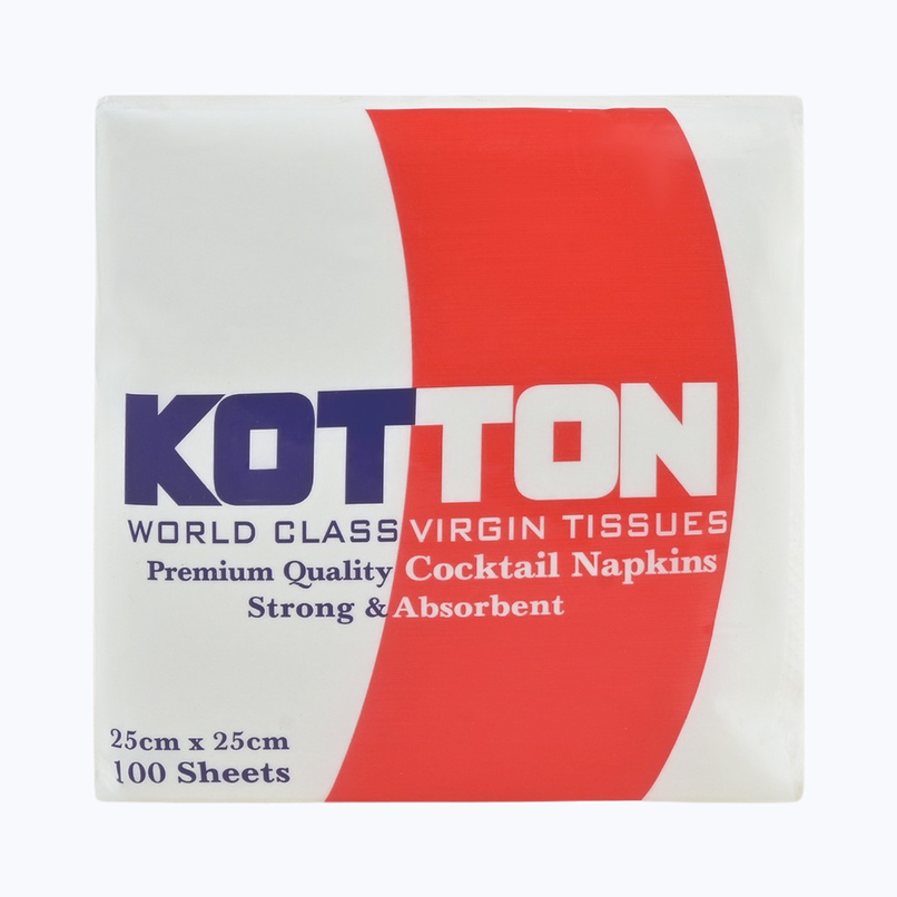 Kotton Multipurpose Napkin | 100% Virgin Pulp-Paper | 25 cm X 25 cm | 100Pcs Kotton Multipurpose Napkin | 100% Virgin Pulp-Paper | 25 cm X 25 cm | 100Pcs