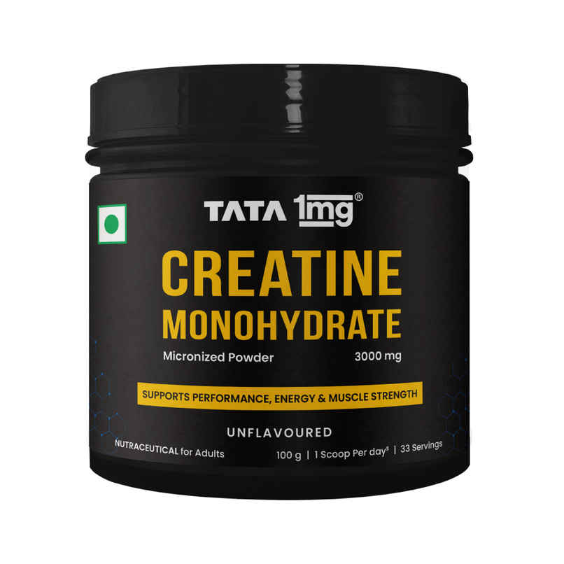 Tata 1mg Creatine Monohydrate Powder, Micronized, Unflavored (33 Servings) | Boosts Strength