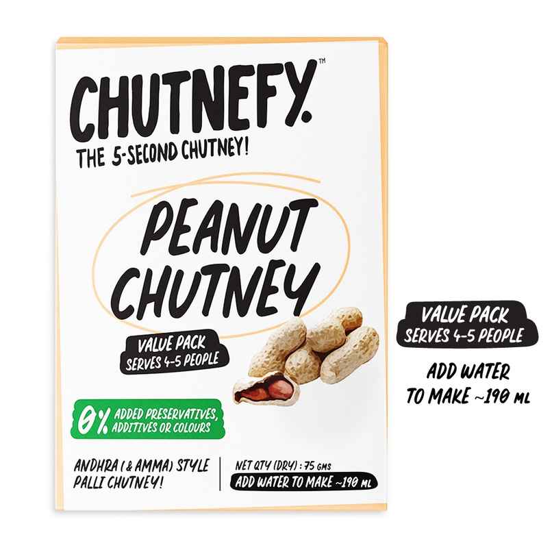Chutnefy Peanut Chutney - Value Pack | Serves 4-5 People - 0% Additives-Colours-Preservatives