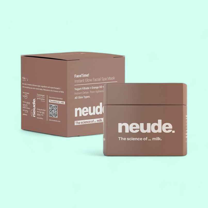 Neude Instant Facial Face Mask With Yogurt & Orange Oil For Pore-Smooth, De-Tanned Skin 50 Ml