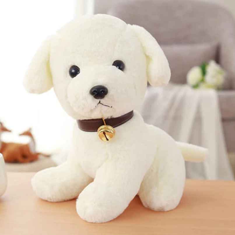 DearJoy Sitting Dog Soft Toy - White, 25cm
